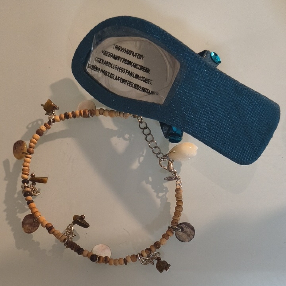 Vintage Casual Beaded Anklet with Mirror